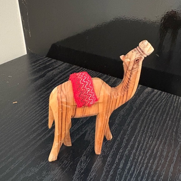 Handcrafted Olive Wood Camel with Red Saddle. 4.5” - Picture 2 of 6